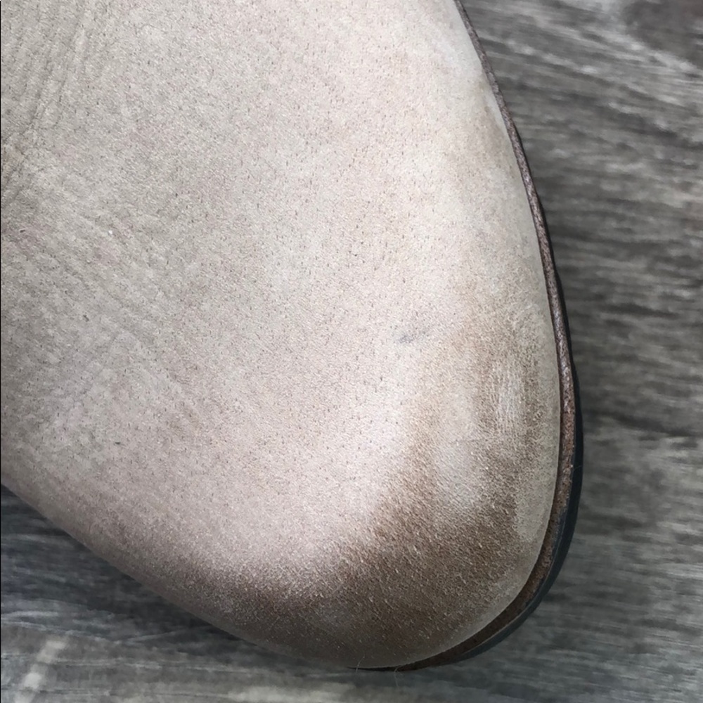 Nordstrom Caslon Leather Suede Wedge Bootie Fleece Trim Ivory Cream 8 - Picture 14 of 14